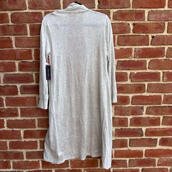 Black Tape Women's Open Front Knit Duster Cardigan Sweater Gray Pet MEDIUM NWT - Picture 6 of 6